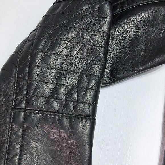 Vintage Y2K J2 By Jou Jou Women’s XL Black Faux Leather Cropped Bomber Jacket - Picture 7 of 11